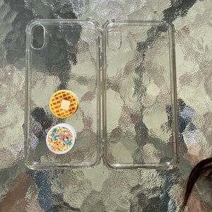 Clear rubber case w pop socket